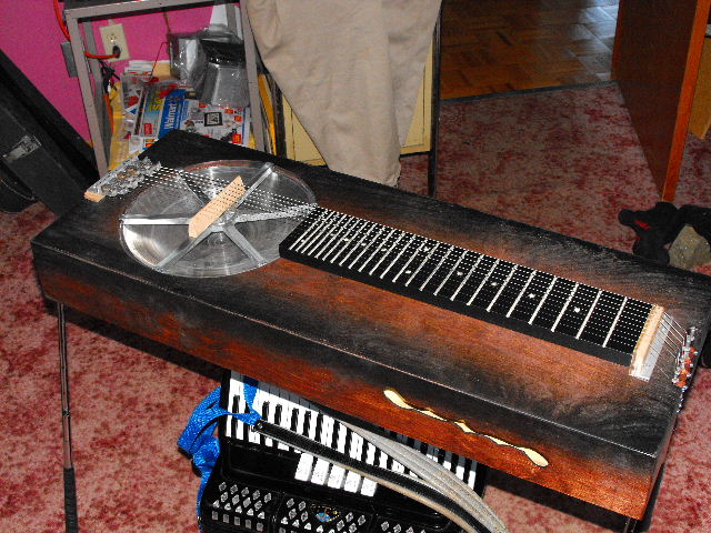 Complete guitar, note golf club handles for legs